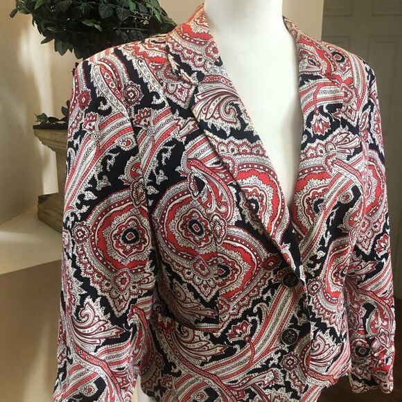 Beautiful Red White & Blue Vintage lined blazer Americana 4th of July Women’s 14 - Picture 4 of 16